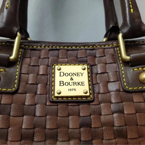 Dooney & Bourke Chocolate Tessuta Excellent  Condition Woven Leather Tote - Picture 3 of 13